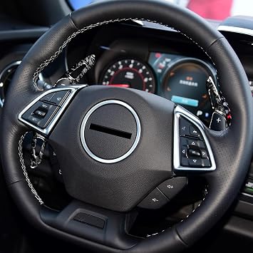 KUNGKIC ABS Steering Wheel Paddle Shift DSG Extensions For Chevrolet Camaro 2016-2022 Compatible with Chevy C7 Corvette 2014-2019 Interior Decoration Accessories 2 PCS Forged Carbon Fiber Pattern