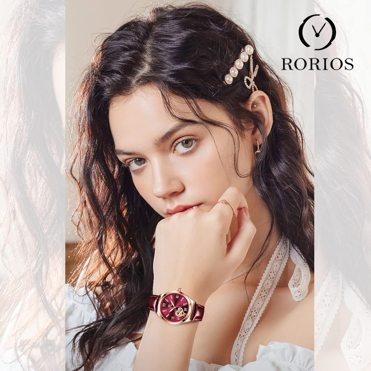 RORIOS Moda Orologio da Donna Luminoso Orologio Automatico Meccanico Orologio con Cinturino in Pelle Scheletro Donna Orologio da Polso RORIOS Moda Orologio da Donna Luminoso Orologio Automatico Meccanico Orologio con Cinturino in Pelle Scheletro Donna Orologio da Polso