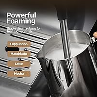Vista 4 de PioneerWorks Máquina de café expreso, cafetera de 20 bar con espumador de leche, máquina de café semiautomática para capuchino, café con leche