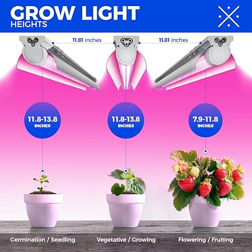 Miniatura 5 de Barrina Luz LED de crecimiento, 252 W (6 x 42 W) 4 pies T8, espectro completo, forma de V con reflector, diseño enlazable, luces de plantas para