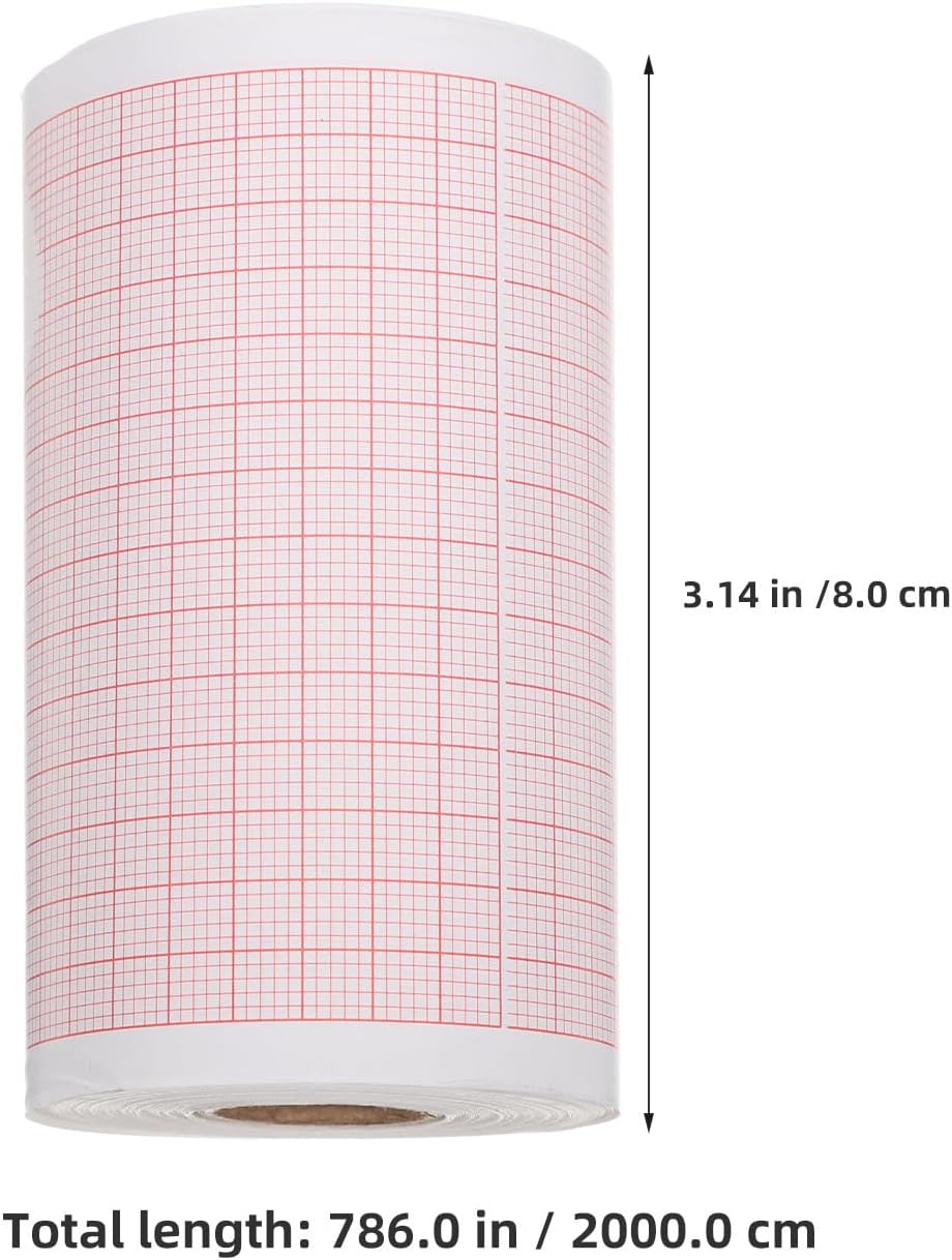 DOITOOL 3 rolki papieru do wykresów elektrokardiograficznych: 80 mm x 20 m, termiczne arkusze z siatką – wkłady z czerwoną siatką – kompatybilne z SE-3/300/Mindray R3/Zhongqi Three-lead/Comen