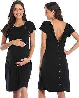 Women's Maternity Nursing Nightdress Delivery Labor Hospital Nightgown Sleepwear for Breastfeeding