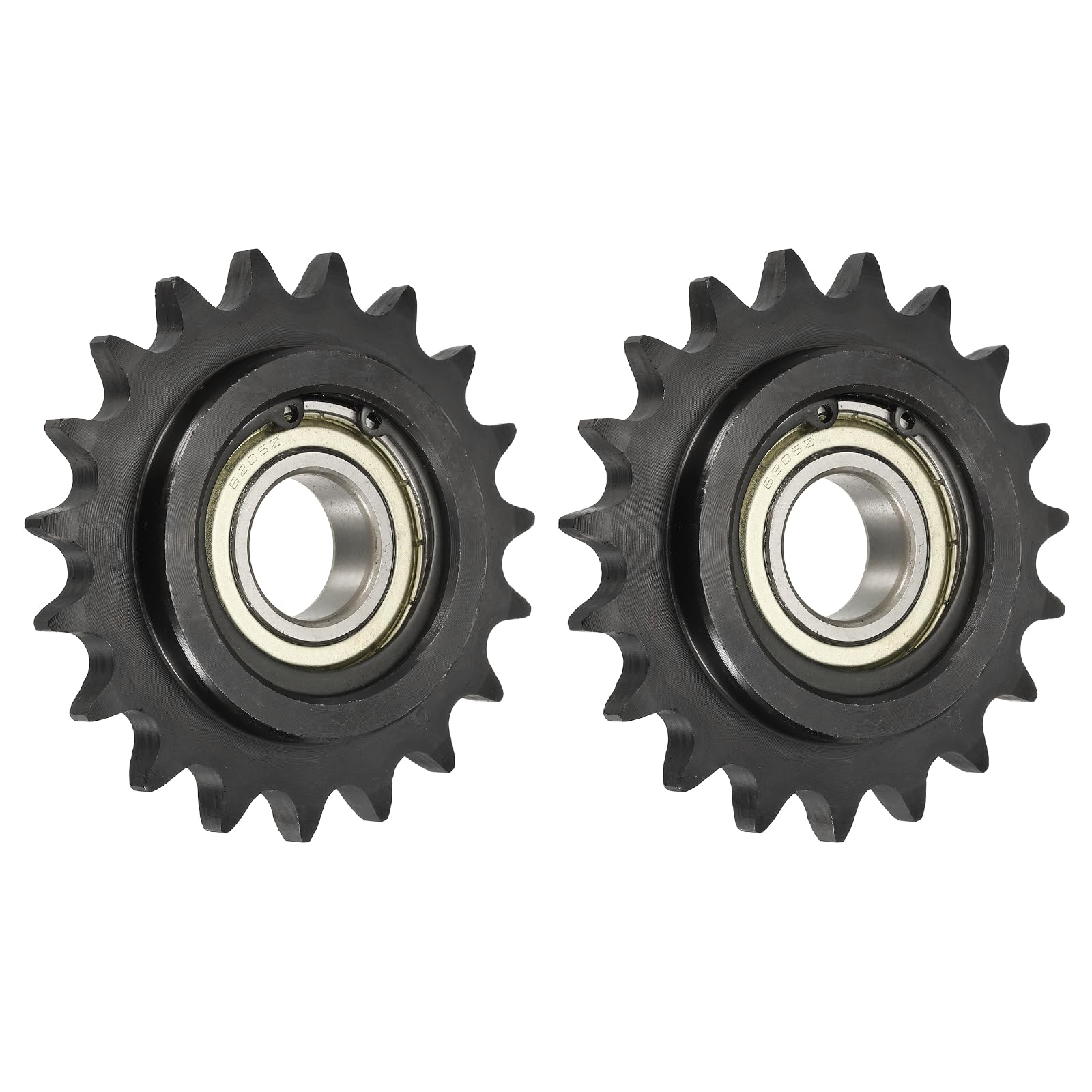 uxcell 2 piñones tensores de cadena de rodillos #50, tipo C de 25 mm, paso de 5/8 pulgadas, tensor de 19 dientes, acero 1045 con acabado de óxido negro con inserto de rodamiento único para cadenas