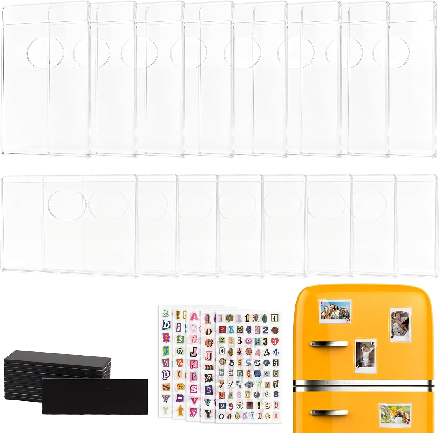 16 Pack DIY Acrylic Fridge Magnetic Picture Frame,5 Pcs Stickers