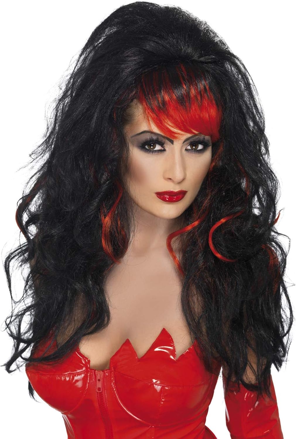 Smiffy's Women's Seductress Wig Long with Streaks In Display Box