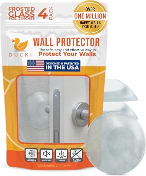 Door Stoppers Wall Protector 2", Self Adhesive - 4 Pack, Frosted Glass