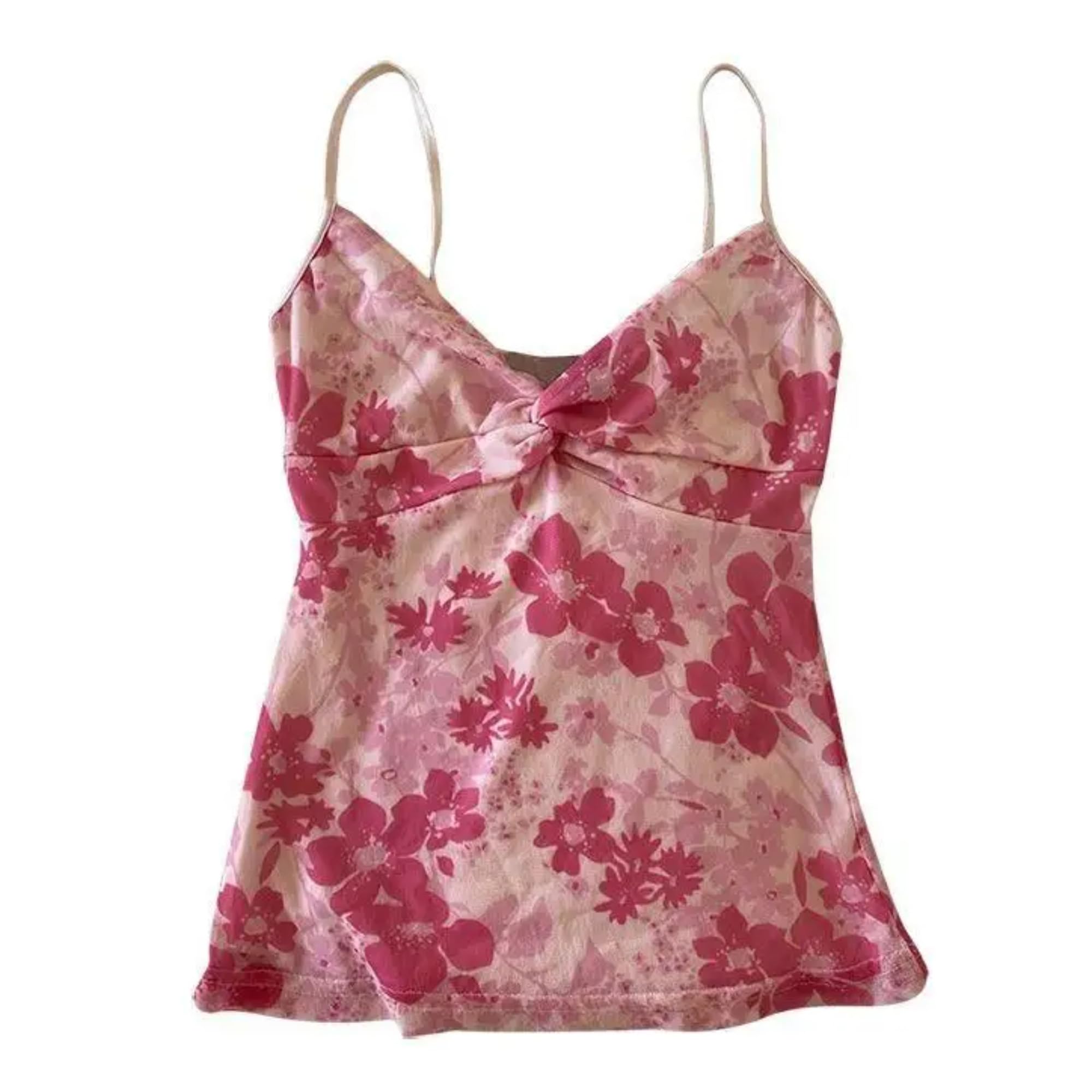 MANGMAO Women's Leopard Print Spaghetti Strap Cropped Top, Y2K, Size S
