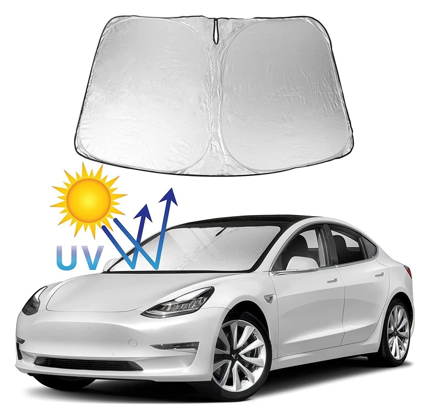Parasole Auto Parabrezza Auto Parabrezza Parasole Blocchi Raggi UV Modely Parasole Protezione Pieghevole per Tesla Y per Modello 3 2017-2022 Parasole Accessori