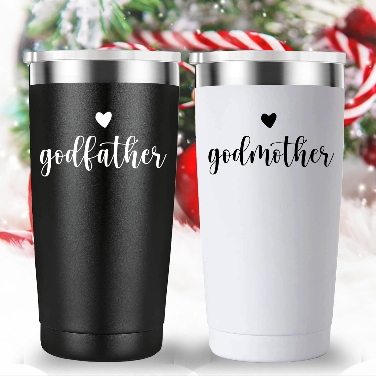 Mamihlap Godfather and Godmother Travel Mug Tumbler.Godparents Proposal Gift.Anniversary Birthday Christmas Gifts for Godparents.Godparents Gifts from Godchild.(20oz Black&White) - Image 4