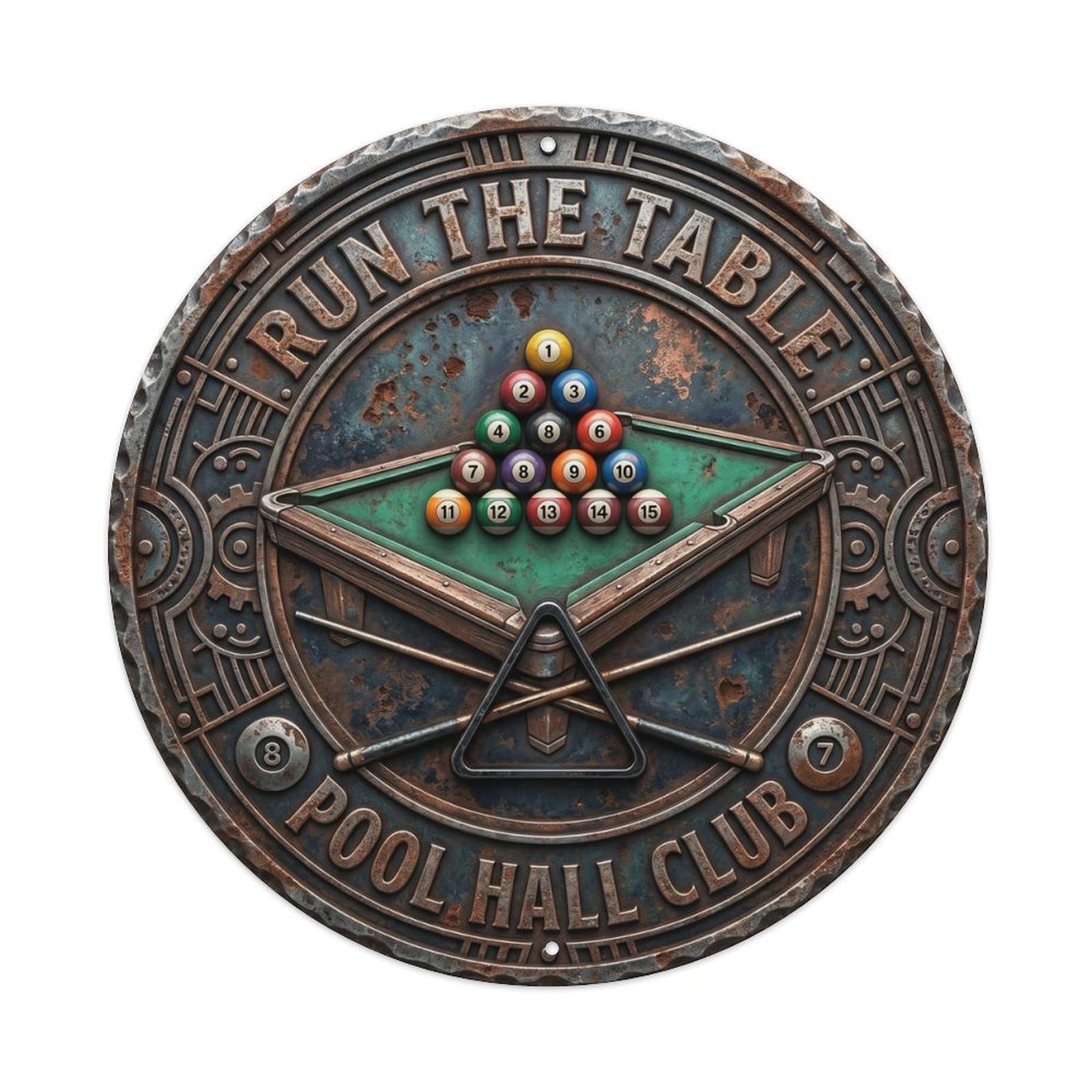 Cwbufd Vintage Style Run The Table Pool Hall Vintage Metal Tin Sign Plaque Wall Decor For Cafe, Club Bar, Office, Garden Metal Poster 8X8inch