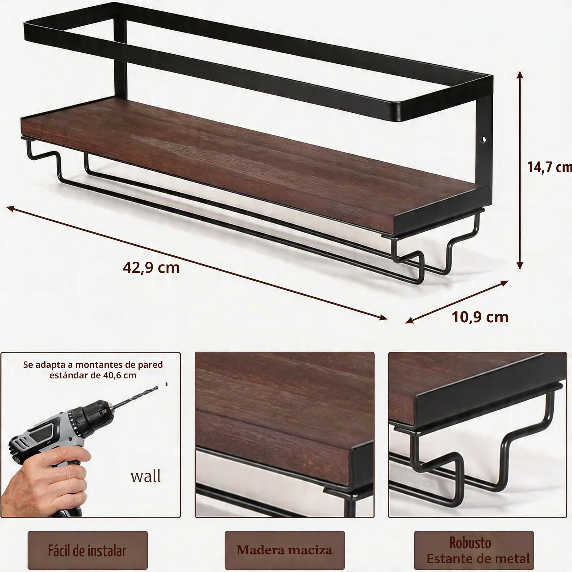 B4Life Paquete de 2 estantes de vino montados en la pared con colgador para copas de vino, estante de pared para copas de vino con soporte para vidrio, soporte de pared para copas de vino para comedor