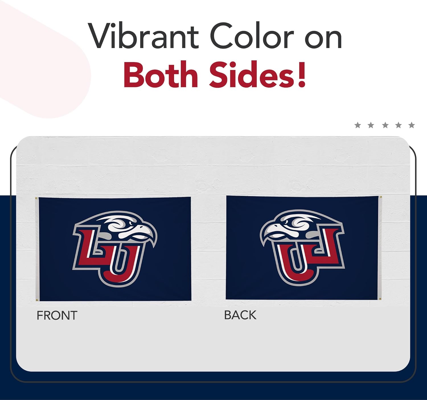 Liberty Flames College Sports Printed Flag - NCAA Licensed - Nylon - School Banner (Blue, Red) (5' x 8')
