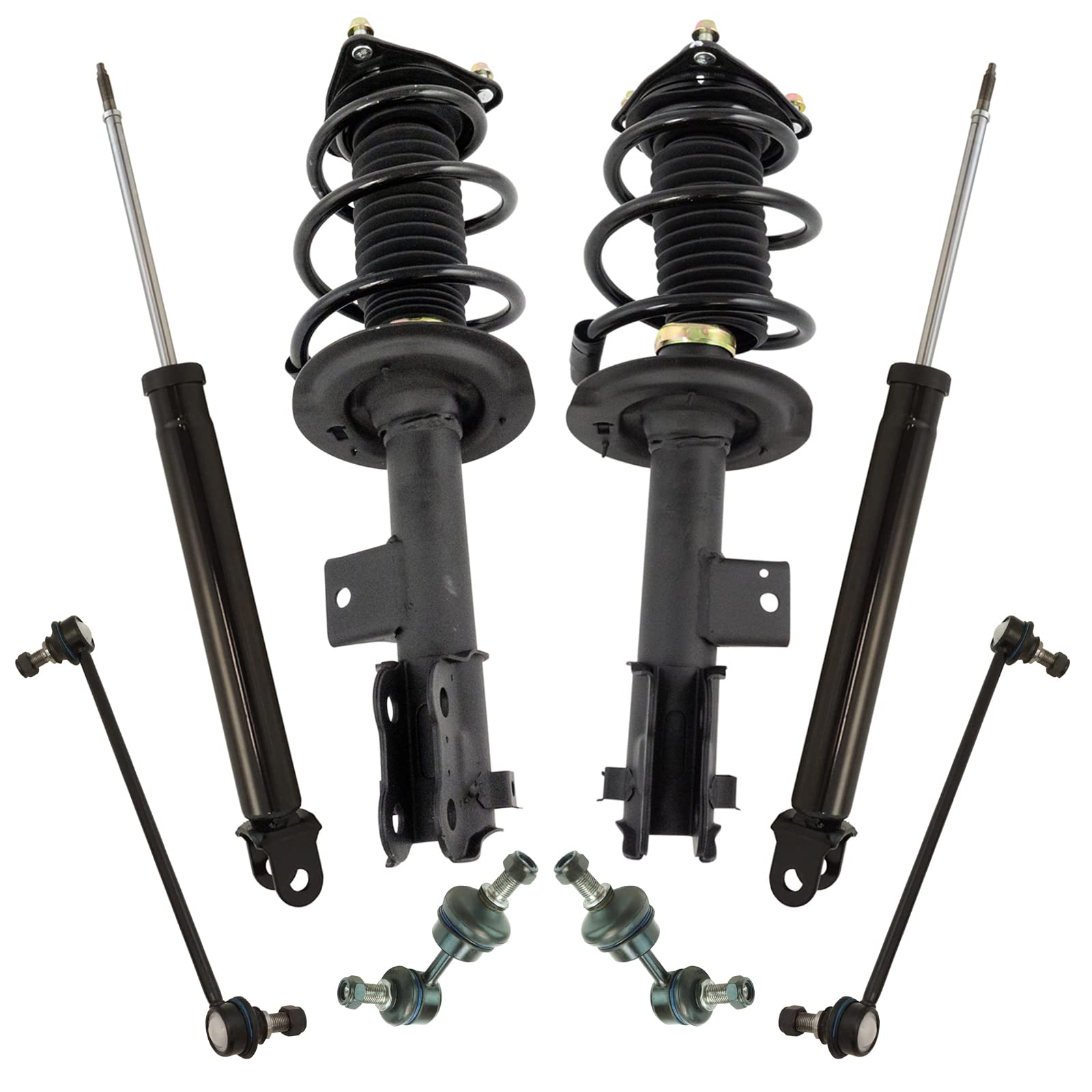 TRQ Front and Rear Suspension Kit Complete Strut & Coil Spring Assembly Shock Absorber Sway Bar Stabilizer Link Compatible with 2012-2014 Hyundai Sonata