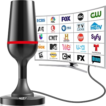 2026 Digital TV Antenna for Smart TV Indoor, TV Antenna for Local Channels with 360 Signal Reception & Magnetic Base, Long Range HD Antennas for TV Without Cable Support 4K 1080P All TVs Red