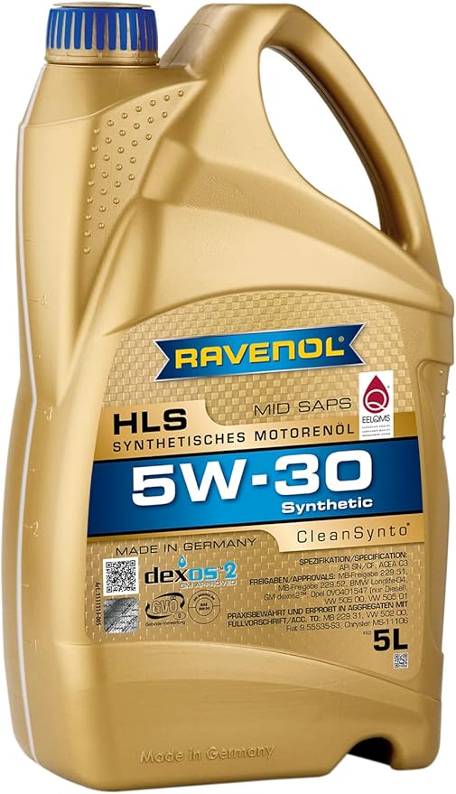 RAVENOL HLS SAE 5W-30/5W30 Mid SAPS Engine oil, suitable for DPFs (5 ...