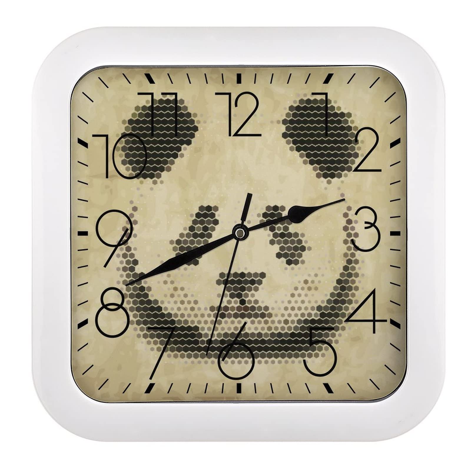 Horloge murale carrée panda rétro grand cadran lisible salon et bureau