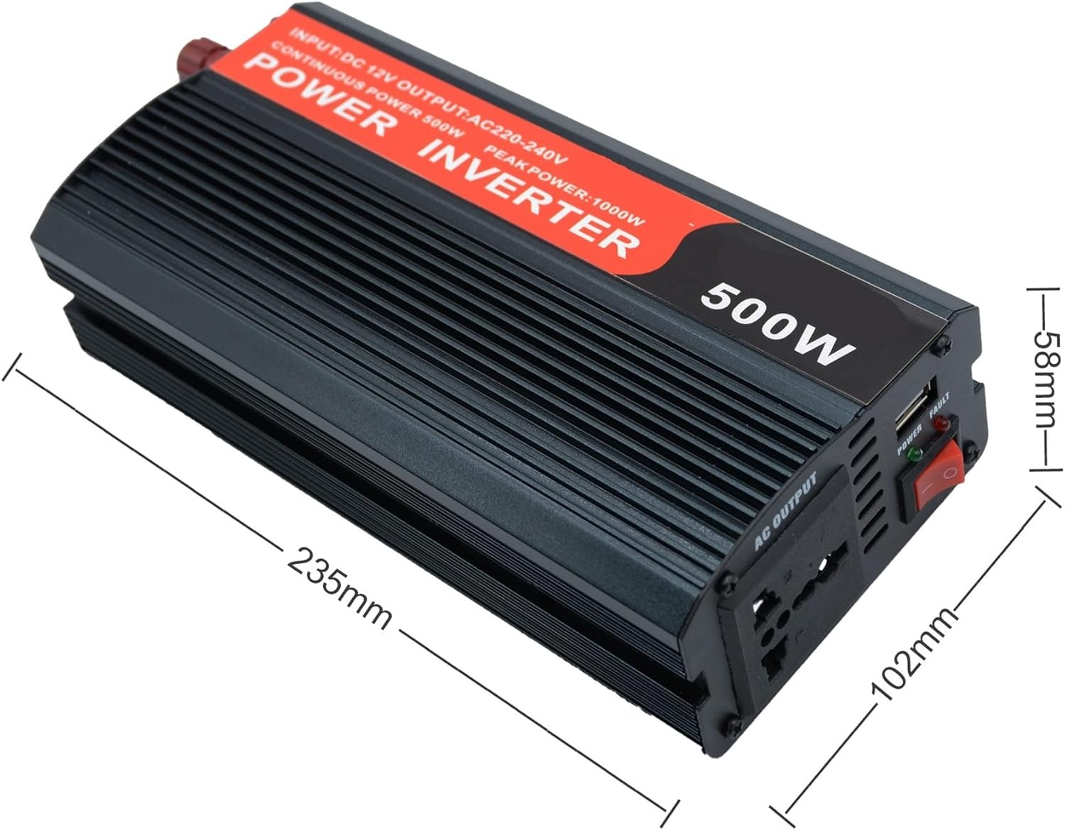 500W Improved Sine Wave Inverter DC to AC Solar 12V High Power