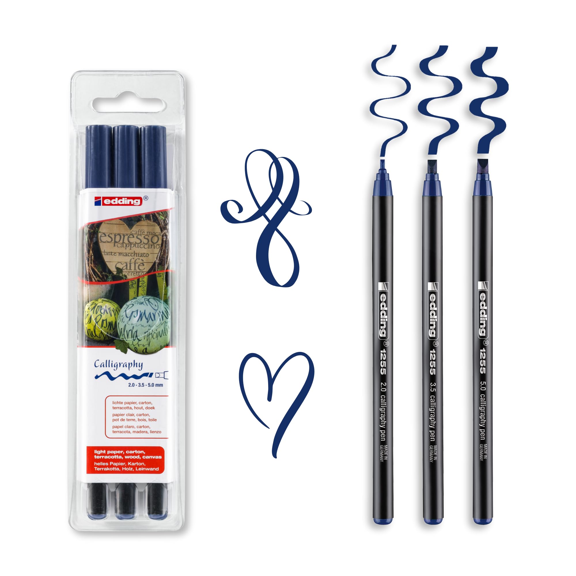 Edding CALLIGRAPHY PEN SET 3 PENS 2mm 3.5mm 5mm - Steel Blue