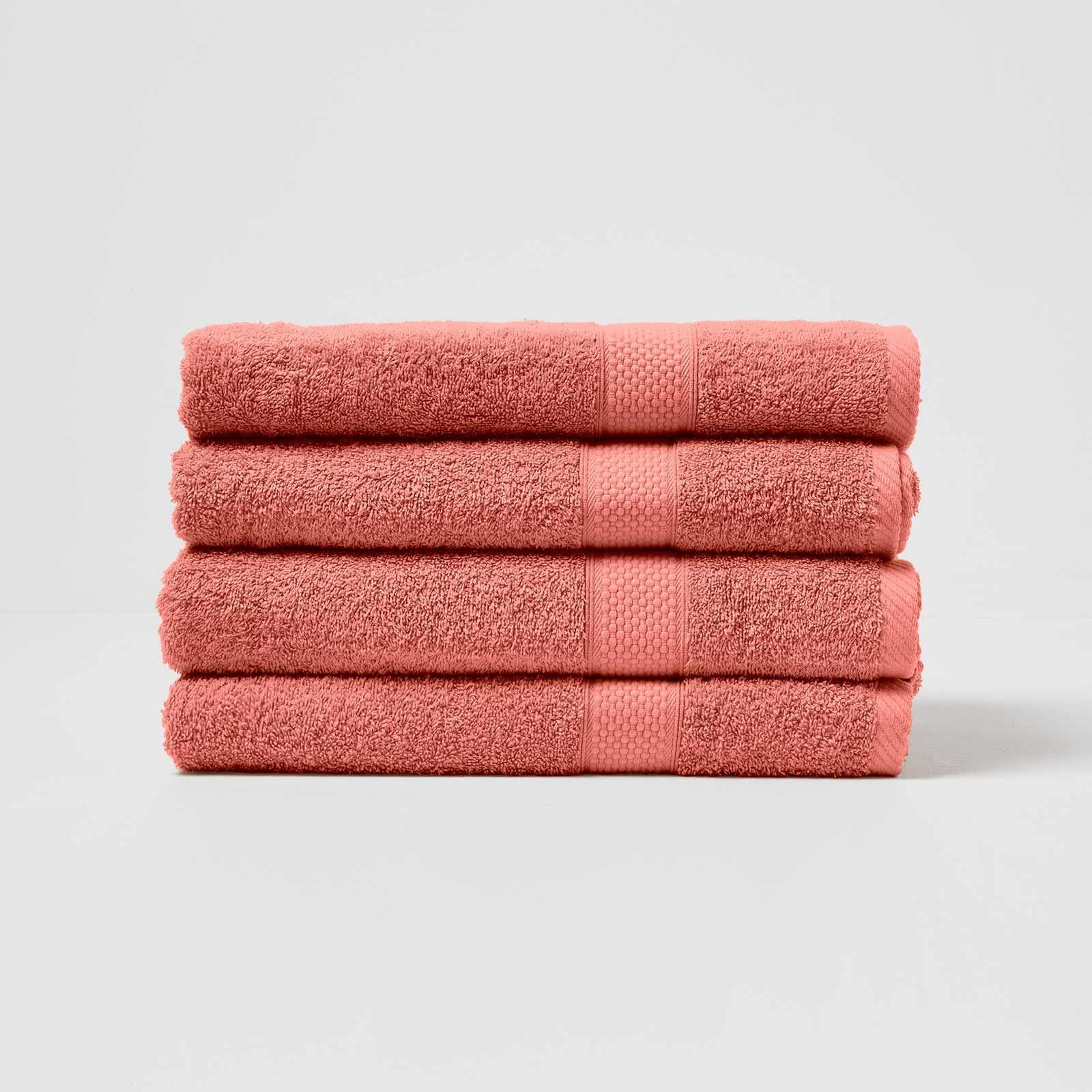 HOMESCAPES Burnt Orange Turkish Cotton Set of 4 Bath Towels Super Soft Thick & Absorbent 500 GSM Towel Heavy Weight for everyday Luxury