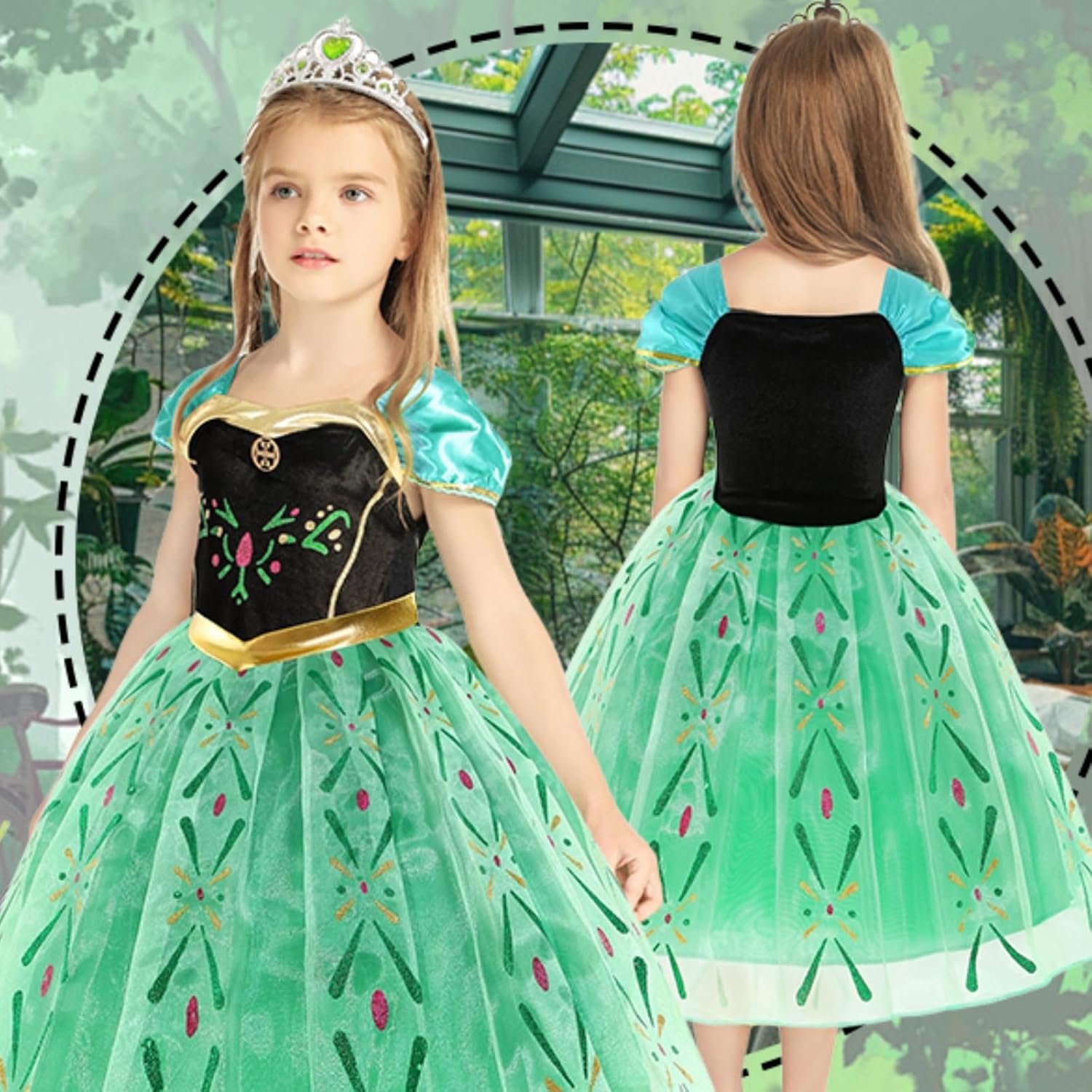 Princess Costume for Girls Toddler Dress up Clothes with Accessories Halloween Cosplay Birthday Party - Image 7