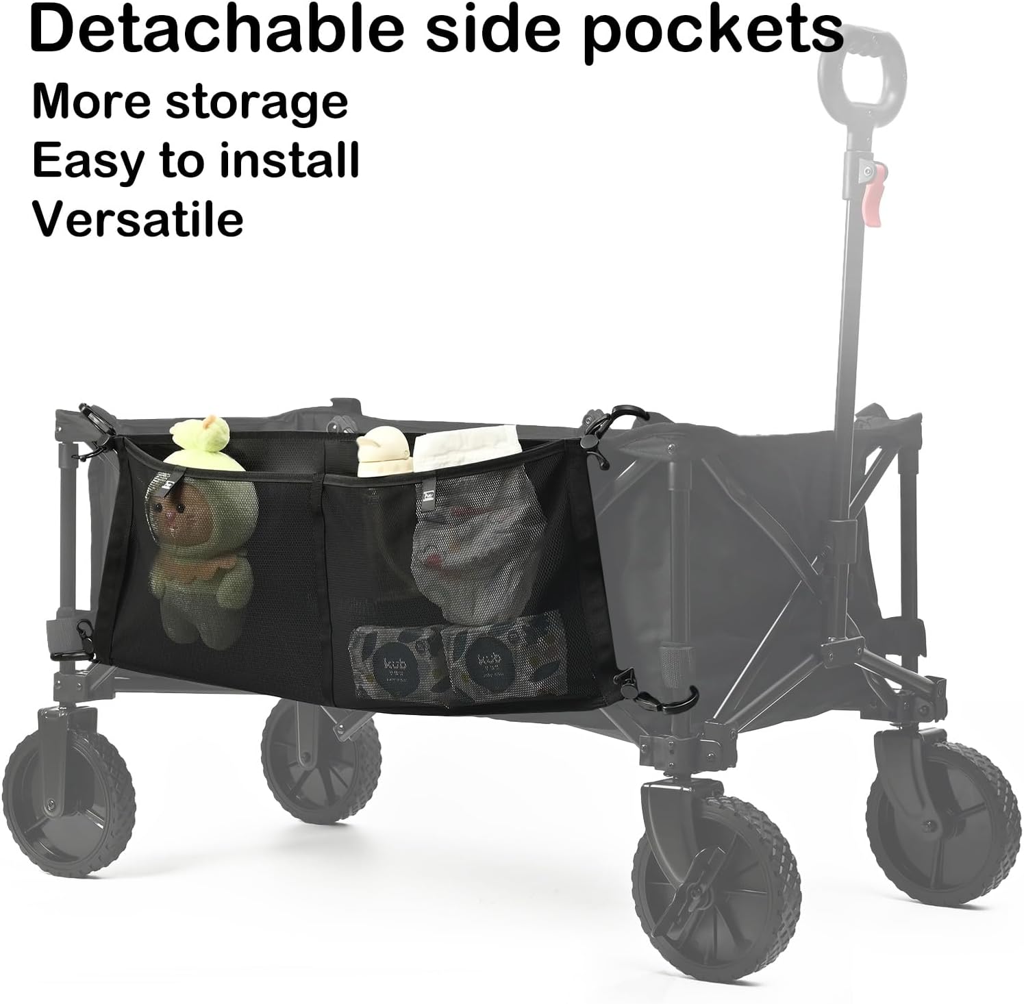HX AURIZE Stroller Wagon Cargo Net and Organizer Wagon Accessories Compatible with WONDERFOLD All W-Series Models Black