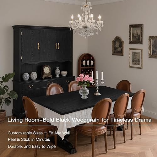 Miniatura 9 de Papel de contacto de madera de 17.7 x 472 pulgadas, papel de contacto de madera negra, papel de contacto negro, papel de contacto de madera negra,