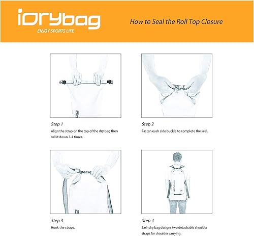 Vista 7 de IDRYBAG Bolsa seca para kayak impermeable 2L5L10L15L20L, pequeña bolsa impermeable para navegación