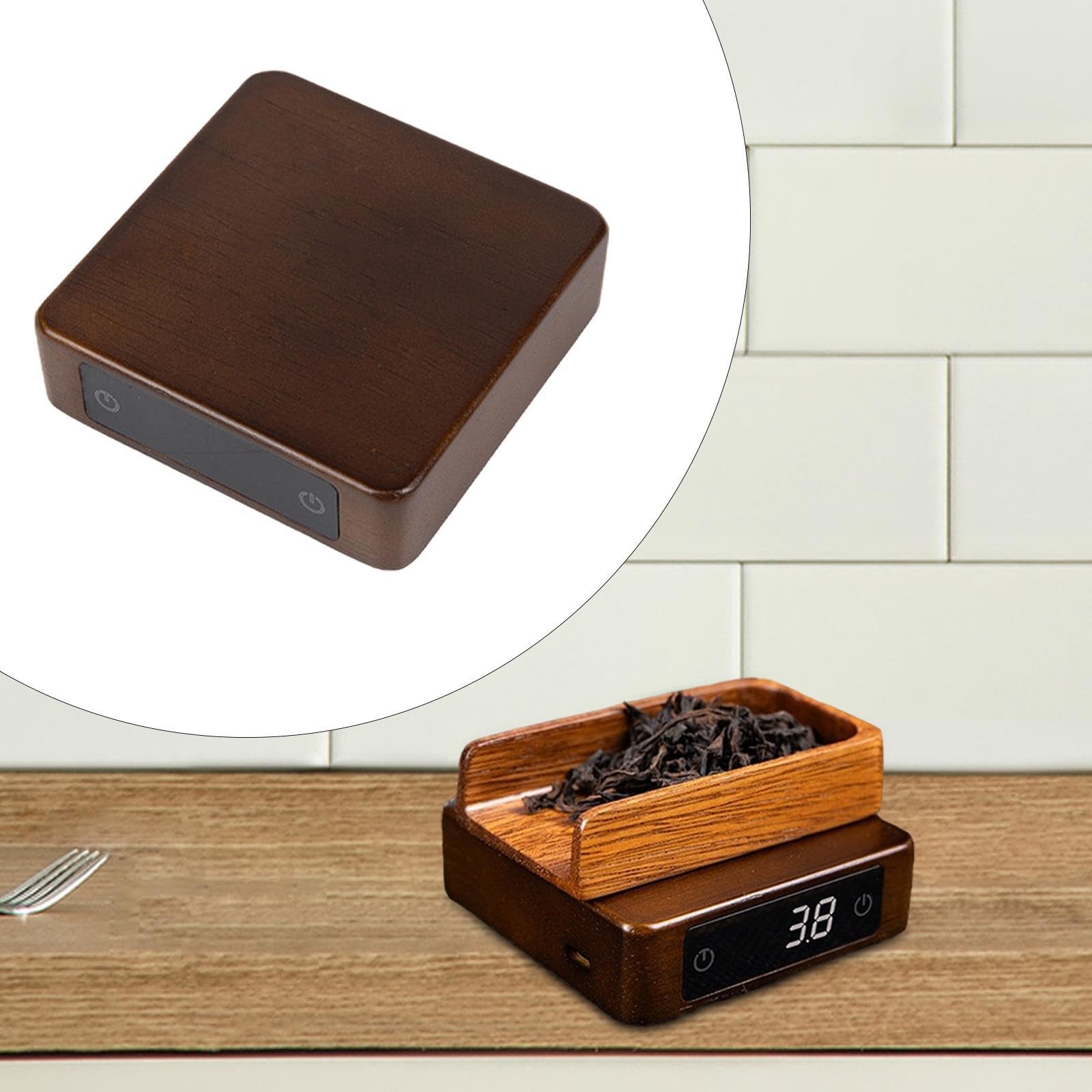 Qianly Digital de Bolsillo, Minibalanza de Madera de 500 G/0,1 G, Electrónica Portátil de Alta Precisión, para Alimentos, Par, Marrón Oscuro, Individual
