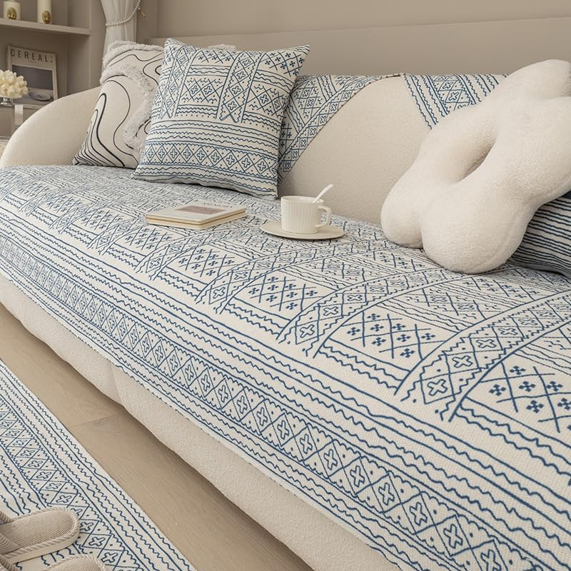 Housse de canapé antidérapant et lavable Aminoblu en coton lin