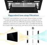 JOEAONZ Insertion de la portée du capot 30 1 cm 800 CFM, Gestuelle en verre noir à capot intégré & Touch Control Éventail d'échappement de cuisine, filtres à mailles Hotte recirculation double LED Lumières ductées/sans Ductless convertibles