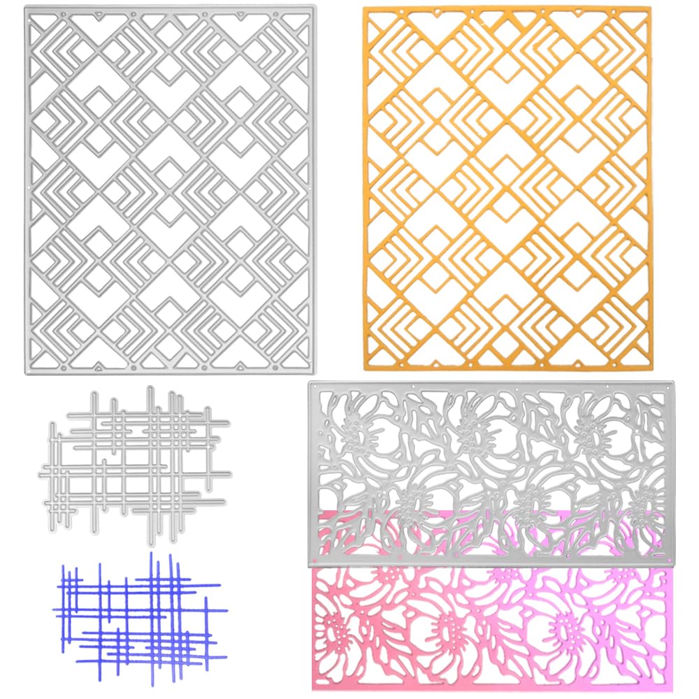 AFUNTA Troqueles para hacer tarjetas, 3 piezas de fondos 3D, marco de loto, troqueles de metal, suministros para hacer tarjetas de Navidad, para álbumes de recortes decorativos