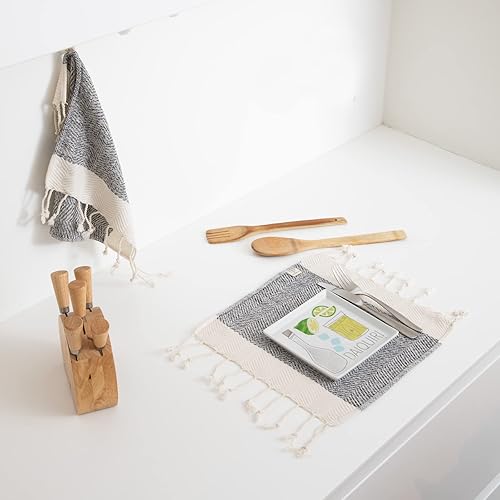 Miniatura 6 de Smyrna Turkish Cotton- Paquete de 6 paños de cocina de 100 algodón natural 12x12pulgadas lavables a máquina ultra suaves absorbentes pre-lavados y