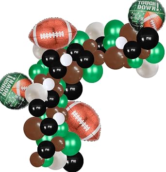137 PCS Football Balloons Arch Garland Kit Football Balloons Football Foil Mylar Balloons for Kids Boys Teenager Mens Sport Theme Birthday Party Decoration Black, Green, Brown