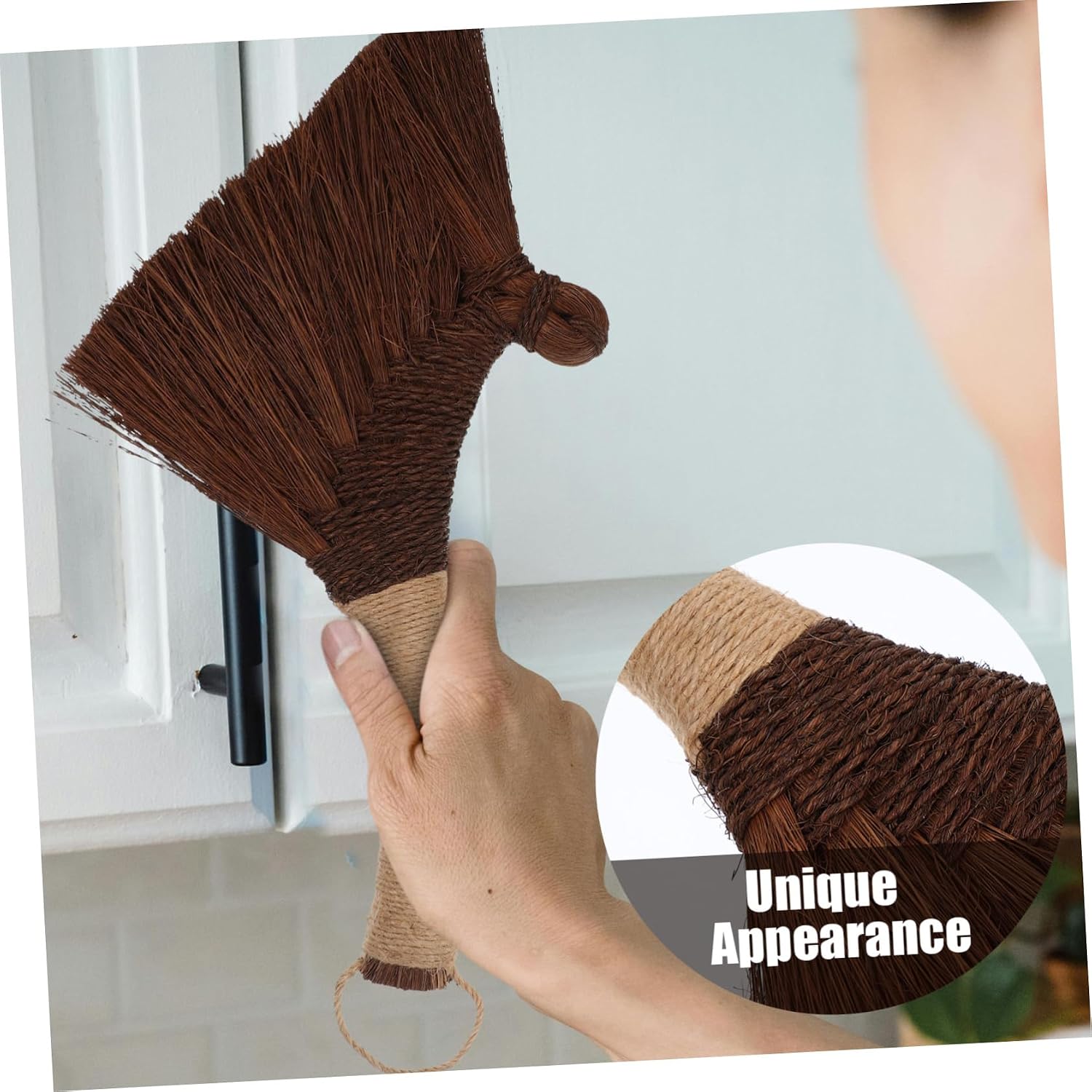 Unomor Soft Straw Hand Broom Efficient Dust Removal Desktop Dust Mop Versatile for Home Office and Kitchen