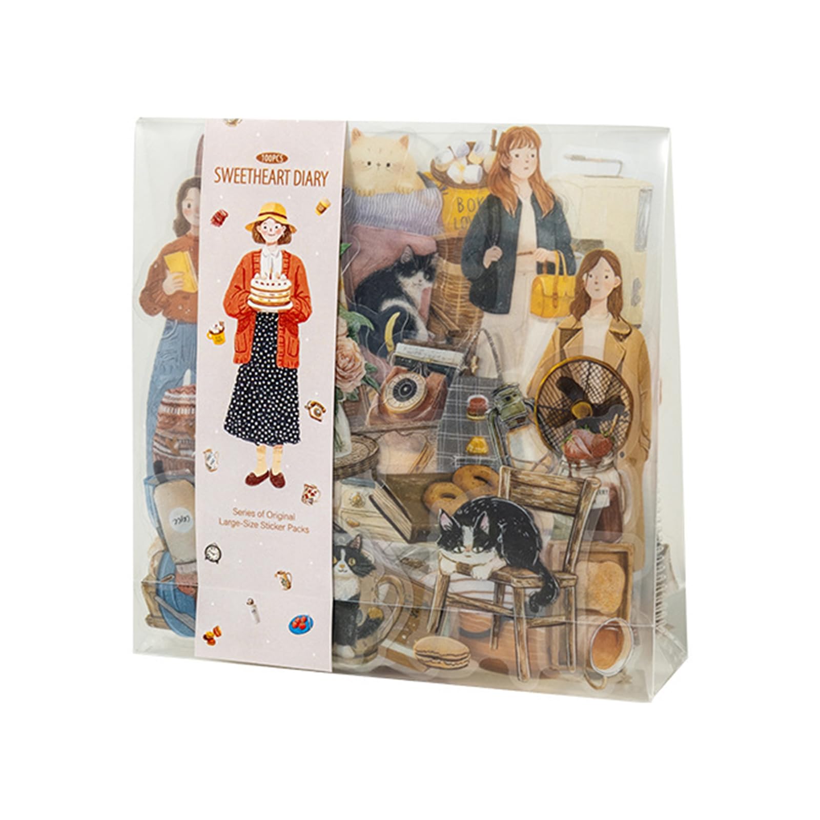 Lovely Characters Theme Sticker 100 Sheets Adhesion PET Sticker for Scrapbook Journal Planner Diaries Phone Cover Laptop Aesthetic Planner Transfers