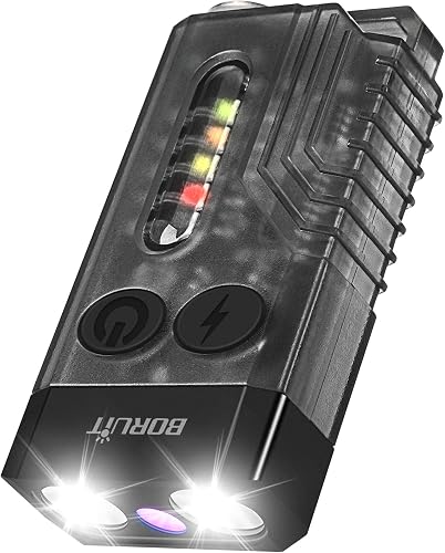 BORUIT V10 Small Powerful Torch Led Super Bright 1000 Lumen with 365nm UV Black Light - USB C Rechargeable Keychain Torches with COB Side Light, Buzzer, Magnet- 12 Modes, IPX4 Mini Pocket Flashlight