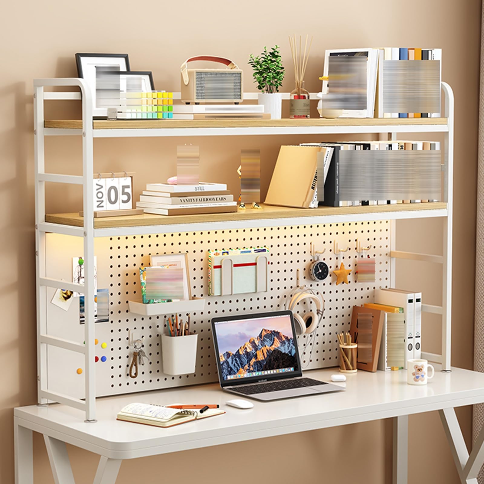 Étagère de bureau en métal jaune 3 niveaux pour petit espace