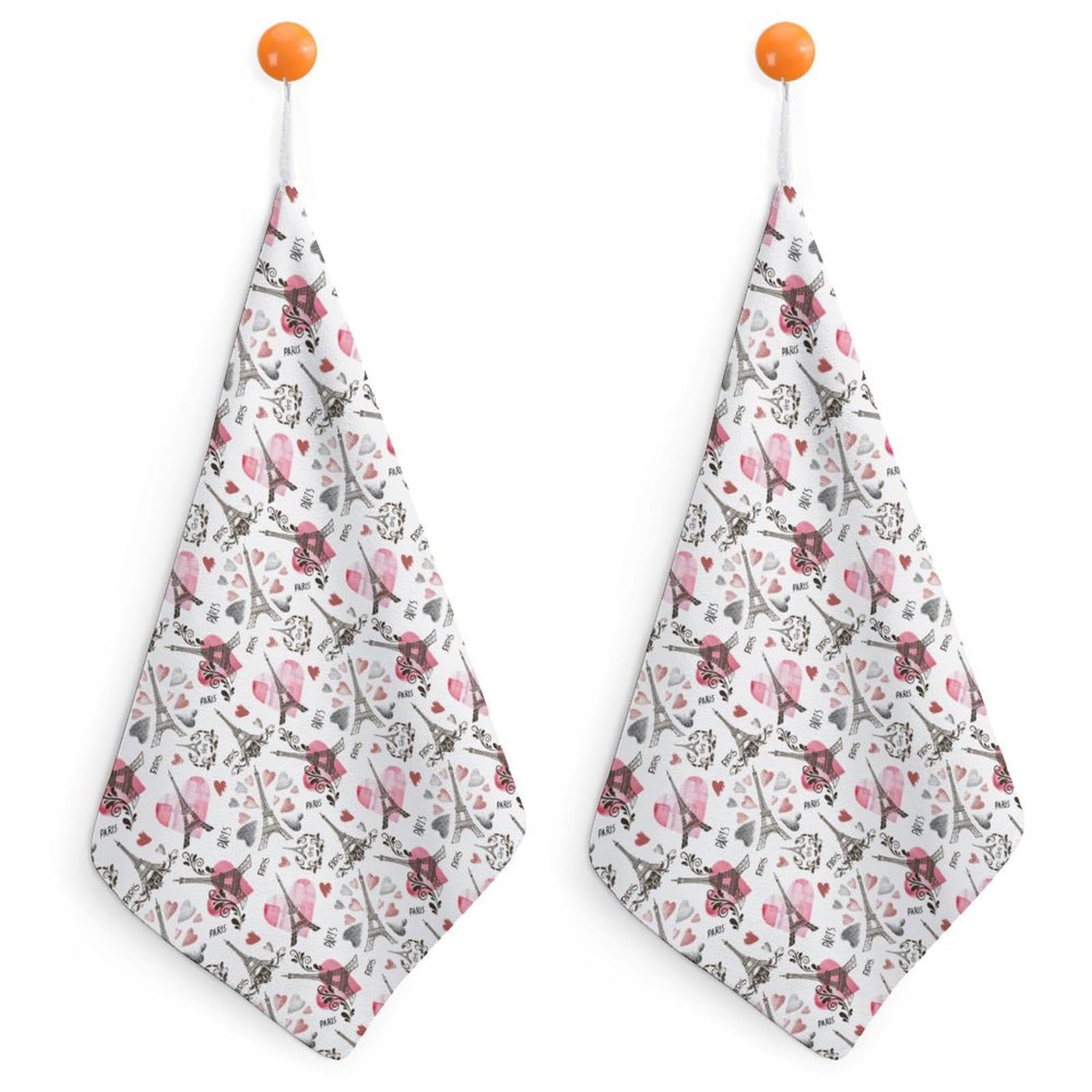 TXFBTRFSA Paris - Eiffel Tower And A Heart Hand Towels with Hanging Loop Kitchen Towel Handkerchiefs Cleaning Cloths