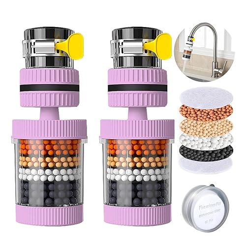 Paquete de 2 grifos de filtro de agua para fregadero, filtro de grifo, filtros giratorios de 360, purificador de filtración de grifo de cocina,