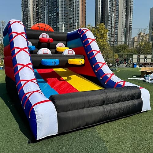 Miniatura 2 de Juego de baloncesto inflable para fiestas de baloncesto | 10 pies de largo x 13 pies de ancho x 10 pies de alto | con 5 aros, 4 bolas, soplador de