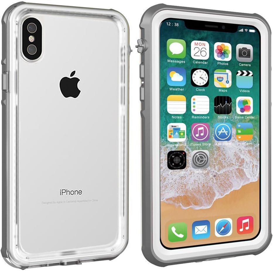 iPhone X Waterproof Case, iPhone 10 Case, Bosmix iPhone X Case with Screen Protector, iPhone X Case Waterproof Dustproof Shockproof Full-body Rugged Case for iPhone X Slim Clear Under Armor (Gray)