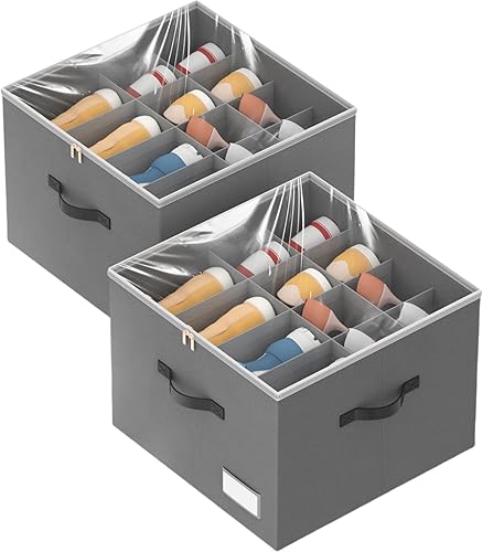 Miniatura 8 de Organizador de zapatos para armario, paquete de 2 contenedores plegables de almacenamiento de zapatos, se adapta a 16-32 pares, caja organizadora de