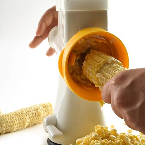 Vista 3 de Norpro Rallador/rebanador de doble barril con cortador de maíz, blanco