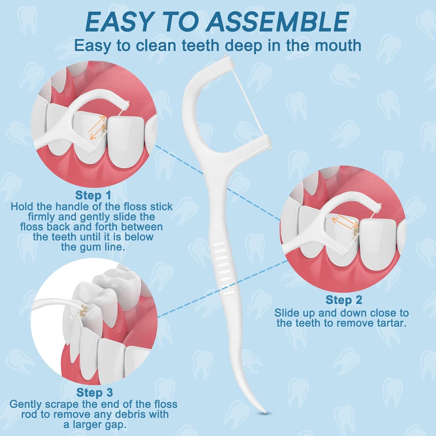 100 PCS Dental Floss Picks for Adults | Individually Wrapped with Curved Tip & Non-Slip Grip | Travel-Size Oral Care