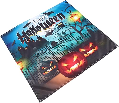 Miniatura 1 de Abaodam Mantel de poliéster de Halloween, decoración de Halloween, decoración de mesa, cubierta de mesa de calabaza, mantel de vacaciones, mantel de