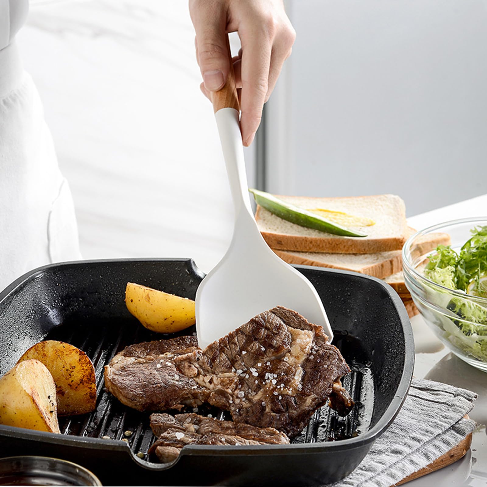13 Stück Küchenhelfer Set, Silikon Küchenutensilien Set, Antihaft Hitzebeständiger Holzgriff Kochbesteck Mit Utensilienhalter, Silikonspatel Kochgeschirr Set, Spülmaschinengeeignet
