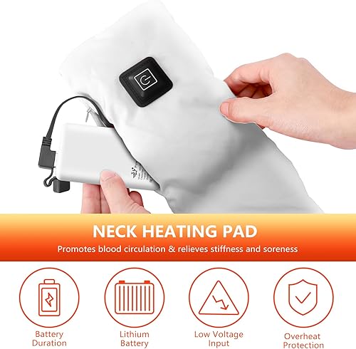 Miniatura 5 de Baowenqier Bufanda térmica para hombres y mujeres, 3 ajustes de temperatura con cargador de batería recargable, almohadilla térmica eléctrica