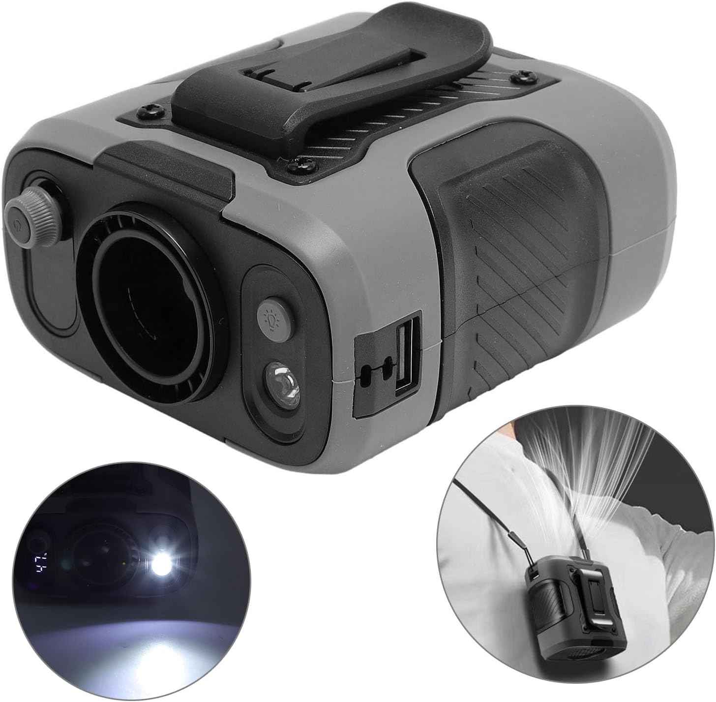 Waist Fan, 6000mAh Rechargeable Battery 13500 RPM High Speed Brushless Motor 100 Adjustable Speeds LED Light with SOS Mode, for Outdoor Camping Travel Yard Work Fishing