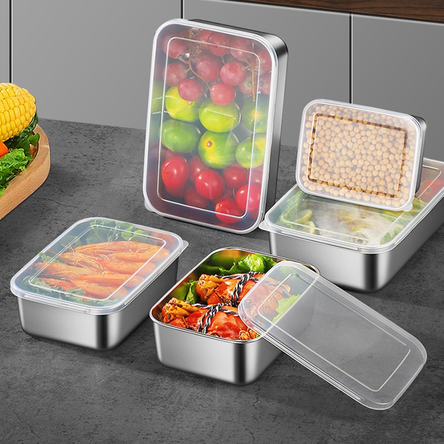 Food Containers with Lids Stainless Steel Snack Containers Leak Proof Sealed Lunch Boxes Multi Purpose Food Storage Containers Stackable Reusable Oven Dishwasher Freezer Safe (4) - Image 7