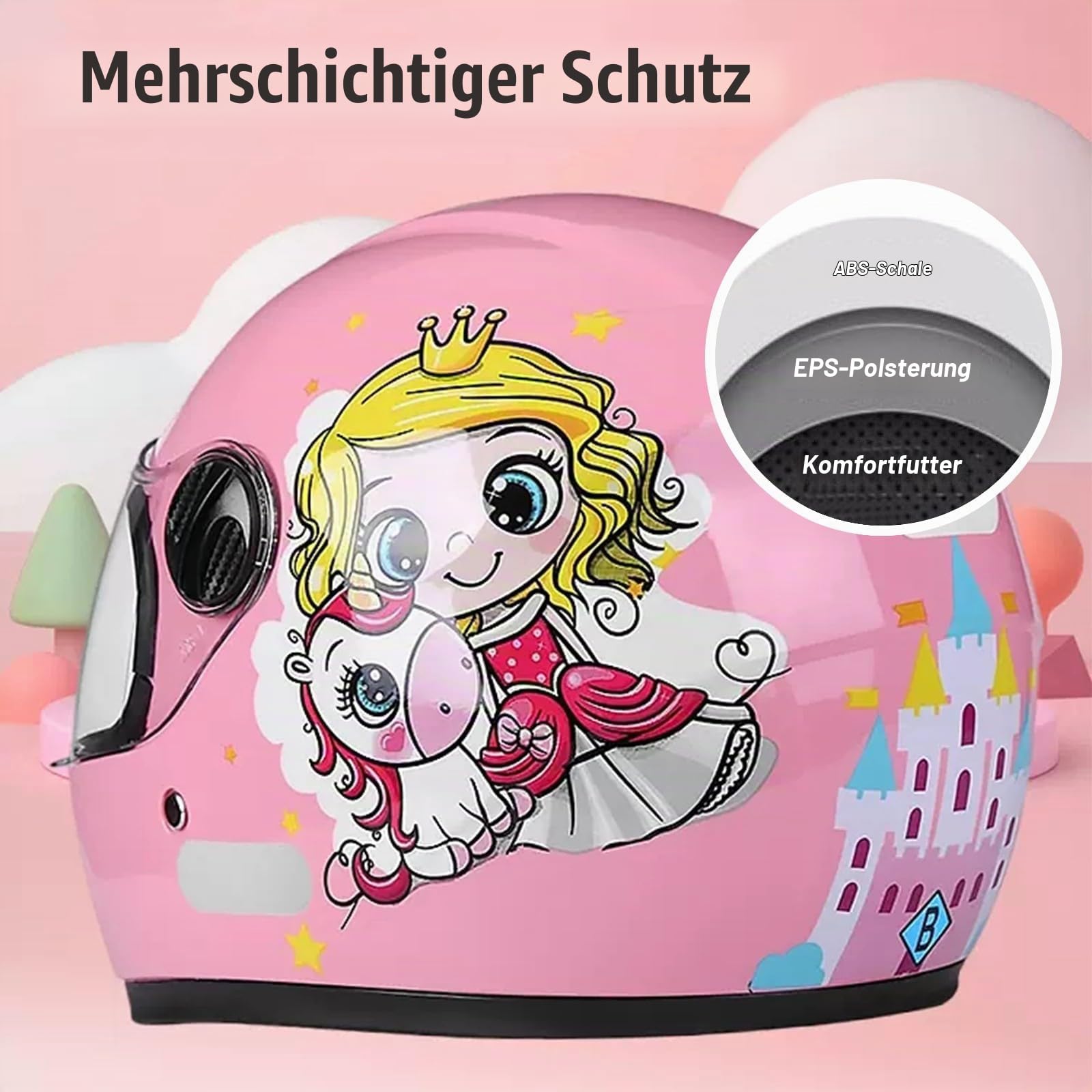 Vollvisier-Motorradhelm, ECE 22.06-geprüft mit Sonnenvisier und abnehmbarem Schal, für Motorrad- und Rollerfahrten